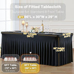 2 Pack Black Table Cloth for 8 Foot Rectangle Tables Spandex Fitted Tablecloth 8ft Stretch Table Covers Skirt Black Banquet Tablecloths Wrinkle Free Tablecloth for Party Wedding Birthday Event - Image 7