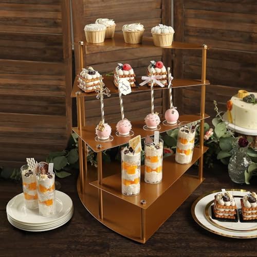 Efavormart 17" Tall 4-Tier Gold Metal Spiral Stairway Cupcake Display Stand, Dessert Cake Step Pedestal Tray - Image 4