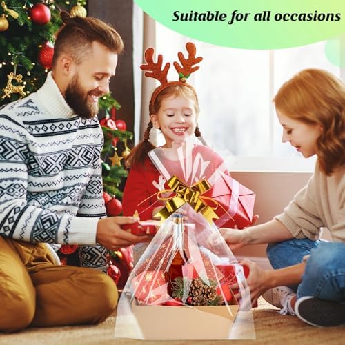 Eccliy 66 Pcs 12" x 10" Valentines Day Baskets Extra Large Baskets for Gifts Empty Set, 12 Cardboard Empty Gift Basket 24 Bags and 30 Bows for Birthday Thanksgiving Wedding Easter Holiday Party - Image 5