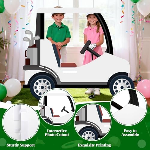 3.94 Ft White Golf Cart Corrugated Plastic Standee Photo Prop - Image 4