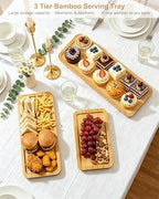 Jotsport Natural Bamboo 3-Tier Serving Tray Foldable Cupcake Stand - Image 3