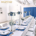 NUPTIO Flower Balls for Centerpieces, Dusty Blue & White Artificial Rose - Image 3