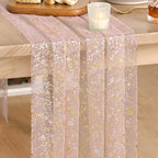 Artoid Mode 6PC Gold Gauze Pink Table Runner 120 Inch 10FT, Glitter Metallic Foil Sheer Dining Wedding Anniversary Holiday Birthday Table Decor for Home Party by ArtoidMode