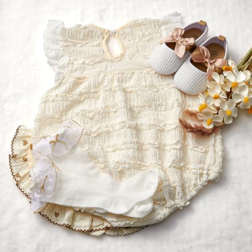 Golray Wooden Baby Gift Basket Newborn Girls Baby Shower Gifts Cloth Set with Bodysuit/Soft Shoes/Socks/Blanket/Bib/Headband/Wood Milestone, New Born Baby Girl Clothes Gender Reveal Gift Stuff - Image 5