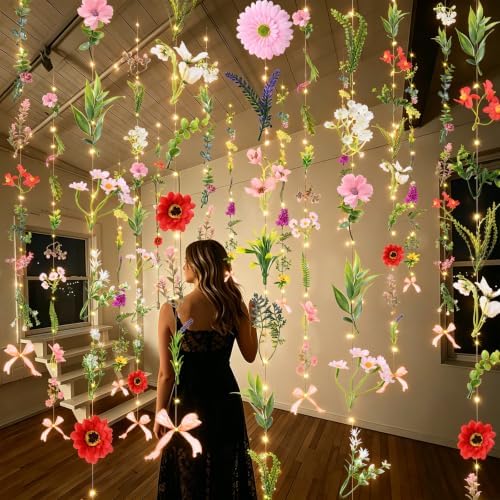 Livole 6Pcs 36Ft Wildflower Garland with Light Hanging Flower Wall Backdrop - Image 2