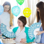 Cinrobiye 24 Pcs Baby Shower Folding Hand Fans for Guest Bear Baby Shower Hand Fans Colorful Foldable Handheld Fan for Gender Reveal Baby Shower Celebration Party Favors Supplies(Blue) - Image 6