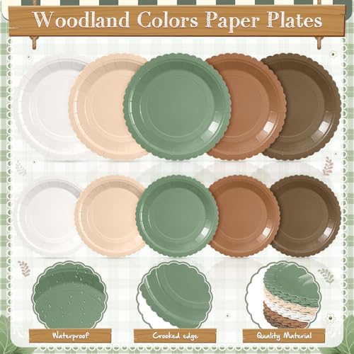 Zhehao 350 Pcs Woodland Paper Plates and Napkins Party Supplies - Image 4