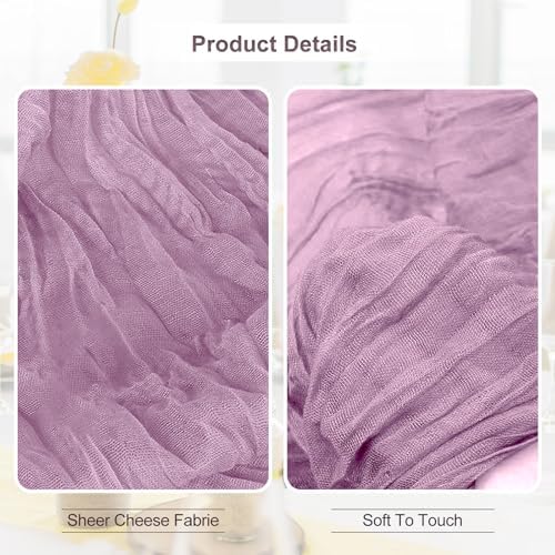 10 Pack Lilac Cheesecloth Table Runner 35x120 Inch 10Ft Rustic Gauze Cheese Cloth Table Runner Sheer Cheesecloth Table Runners for Wedding Party Bridal Shower Decoration - Image 3