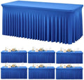 Spandex Tablecloth 6FT Rectangle Table Cover 6 Pcs Royal Blue Wrinkle-Free by Outpain