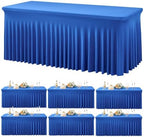Spandex Tablecloth 6FT Rectangle Table Cover 6 Pcs Royal Blue Wrinkle-Free by Outpain