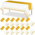 12Pcs White and Gold Tablecloth Party Decorations,Plastic White Table Cloth Printed Gold Table Runner Disposable Rectangle Tables Cover for Birthday Wedding Anniversary Graduation Party,54 x108 Inch by MASHAN