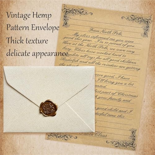 Envelopes 30 Linen Patterned Kraft Paper Envelopes with Wax Seals for Invitations - Image 5