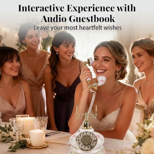 Audio Guest Book Wedding Phone, FESTRING Retro Audio Guestbook(Floral - Image 6
