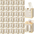 Yeaqee 50 Pcs Mini Paper Gift Bags with Handles Tag, Champagne, Gold by Yeaqee