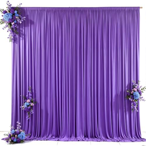 10x10ft Purple Backdrop Curtain for Wedding Parties Wrinkle Free Fabric Purple Drapes Backdrop Decoration for Baby Shower Birthday Photography Decoration 2 Panels, 5ft x 10ft - Image 6