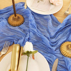 8 Pack Blue Cheesecloth Table Runner 120 Inch Boho Wedding Decor - Image 6
