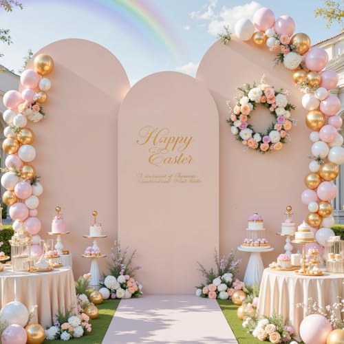 Nude Arch Backdrop Cover Set of 3 Wedding Arch Covers Stretchy Backdrop Baby Shower Birthday Party Arches Cover 7.2FT 6.6FT 6FT Arch Stand Cover Spandex Bridal Shower Decoration by LittleFunny