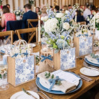 Abbylike 12 Pcs Floral Gift Bag Small Flower Tote Bag,Blue Flowers - Image 4