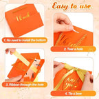 Jetec 45 Pcs Mini Thank You Gift Bag with Handle, Orange/gold - Image 5