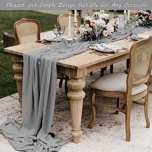35x72 Inch Gray Cheesecloth Table Runner Rustic Boho Wedding Party Decor - Image 7
