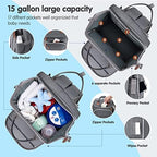 DERJUNSTAR Diaper Bag Backpack – Large Capacity Baby Diaper Bag with Changing Pad, Waterproof Travel Backpack for Boys & Girls, Multi-Function Baby Bag with USB Charging Port, Grey - Image 2