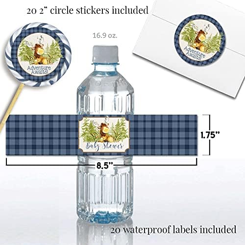 Amanda Creation Adventure Awaits Cute Moose Boy Baby Shower Party Bundle Includes 20 each of Invitations with Envelopes + 4 Different Sizes of Decorative Stickers, Diaper Tickets & Bring a Book Cards - Image 6