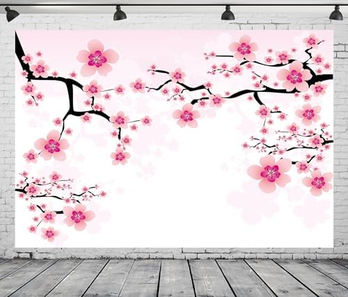BELECO 12X10ft Fabric Pink Cherry Blossoms Backdrop Watercolor Sakura Spring Romantic Cherry Blossom Floral Background Valentine's Day Shoot Birthday Baby Shower Party Decoration Kids Girls Photo Prop - Image 3