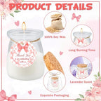 24Pcs Baby Shower Candle Party Favors Lavender Scented Glass Jars Wax Candle Bulk with Thank You Cards Organza Bags for Guests Boy Girl Birthday Gender Reveal Gift Souvenirs (Pink Bow, 24) - Image 3