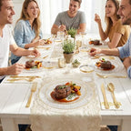 Rubtlamp 350 Pcs Clear Gold Plastic Plates, Hammered Disposable Dinnerware, Clear-Gold Plates Set Include 100 Plastic Platos, 150 Gold Disposable Silverware, 50 Cups And 50 Napkins for Party - Image 6