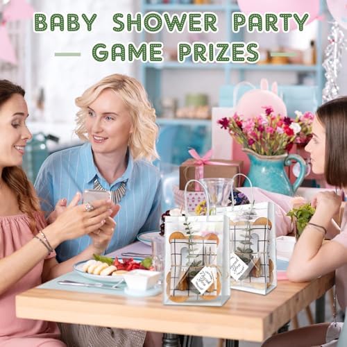 43 Pcs Baby Shower Game Prizes for Winners 6 Sets Baby Shower Prizes Wedding Bridal Favor with Bamboo Bear Shape Cheese Board Oak Cutlery Placemats Artificial Eucalyptus Stems Tags Bags - Image 4