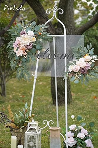 Faux Flower Swag Set of 2 for Wedding Welcome Signs Floral Swag Wedding Reception Ceremony Signs Decor (Champagne) - Image 4