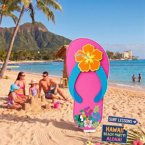 Funrous 5 Ft Hawaiian Cardboard Cutouts Standee, 5 ft, Flip Flop, 1 Pcs - Image 6