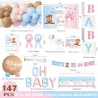 Boots or Bows Gender Reveal Decorations, Girl or Boy Themed Party Balloon Arch Kit Supplies Includes Balloons Banners Sash Badge Backdrop Topper Poster Balloon Boxes Tablecloth Marker 147 PCs - Image 2