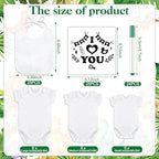 Panitay 100 Pcs White Baby Bodysuits Bibs Kit 25 Guests, Dinosaur - Image 4