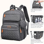 BabbleRoo Diaper Bag Backpack - Travel Large Baby Diaper Bag with Changing pad, Waterproof Baby Bags for Mom & Dad, Unisex Bags with Pacifier Case, Luggage Strap & Stroller Clips - Dark Gray - Image 5