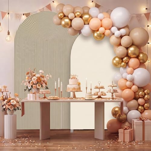 2 Set Wedding Arch Cover Khaki Ripple & Solid Color Stretchy Backdrop Cover - Image 4