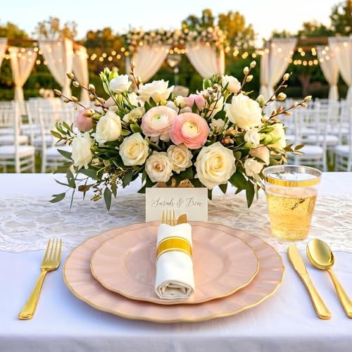 Glowserve Scalloped Plastic Plates Dinnerware Set 175 PCS for 25 Guests - Image 7
