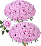 50 PCS Pink Roses Artificial Flowers, Fake Roses with Stem Realistic Silk Roses for DIY Wedding Bouquets Table Centerpieces Arrangements Baby Shower Birthday Home Decor Valentine's Day Gift for Her by HyeFloraartificialflowers