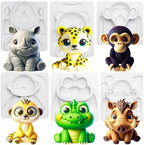Fondant Molds Safari Animal Cake Topper 6-count Kit Leopard Mongoose Chimpanzee Crocodile Rhinoceros Warthogs by FUNSHOWCASE