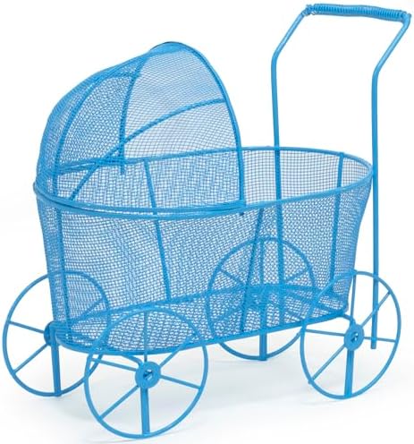 Red Co. Adorable Baby Shower Centerpiece, Decorative Stroller Carriage Basket, Blue, 8-inch - Image 2