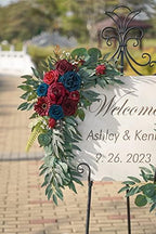 ponatia Wedding Arch Flowers (Pack of 2), Burgundy and Navy Flowers Wedding Decorations for Wedding Welcome Signs, Wedding Arches for Ceremony Reception - Image 5