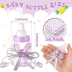 Nuenen 48 Pcs Baby Shower Milk Bottles with Ribbon Plastic Bear Candy Bottles Baby Shower Favors Gender Reveal Wedding Birthday Party Decorations (Purple) - Image 2