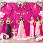 4 Panels Fuchsia Backdrop Curtain for Parties Birthday Party Wrinkle Free Hot Pink Photo Curtains Backdrop Drapes Fabric Decoration for Wedding 20ft(W) x 10ft(H) - Image 3