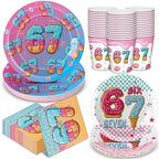 Suclain 150 Pcs 6 7 Birthday Party Tablewear, Six Seven Birthday Decoration by Suclain
