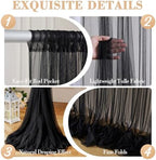 10ft x 12ft Black Tulle Backdrop Curtain for Parties Sheer Fabric Backdrop Curtains for Birthday Party Baby Shower Graduation Back Drop Wedding Photo Backdrop Drapes Background 2 Panels 5ft x 12ft - Image 5