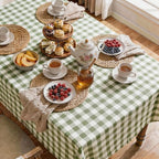 Gingham Tablecloth Rectangle Table, Cotton Linen Fabric Picnic Checkered Table Cloth Farmhouse Washable Wrinkle Free Buffalo Plaid Table Cover for Outdoor Birthday Party, Green 60x106 - Image 5