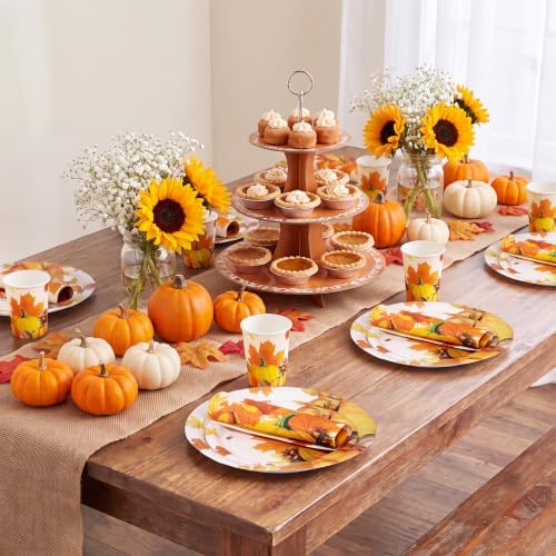 250 Pcs Marple Leaves Fall Party Supplies, Paper Plates Napkins and Cups - Image 5