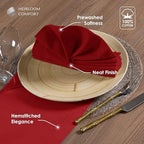 Red Cloth Napkins 18x18 Inch - Set of 12-100% Cotton, Soft, Absorbent, Reusable, Washable - Elegant Hemstitch Mitered Edges - Ideal for Dinner, Parties, Events, Everyday Use - Image 4