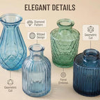 32 PCS Assorted Vintage Bud Vases, Colorful Glass Small Vases Bulk, for Centerpicecs, Wedding Table Decor, Home Decorations & Gifts (Blue Seiris) - Image 3