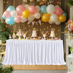 14ft White Table Skirts for Rectangle Tables Polyester Pleated Ruffle Table Skirt Tablecloth for Wedding Birthday Party Baby Bridal Shower Banquet Decoration - Image 2